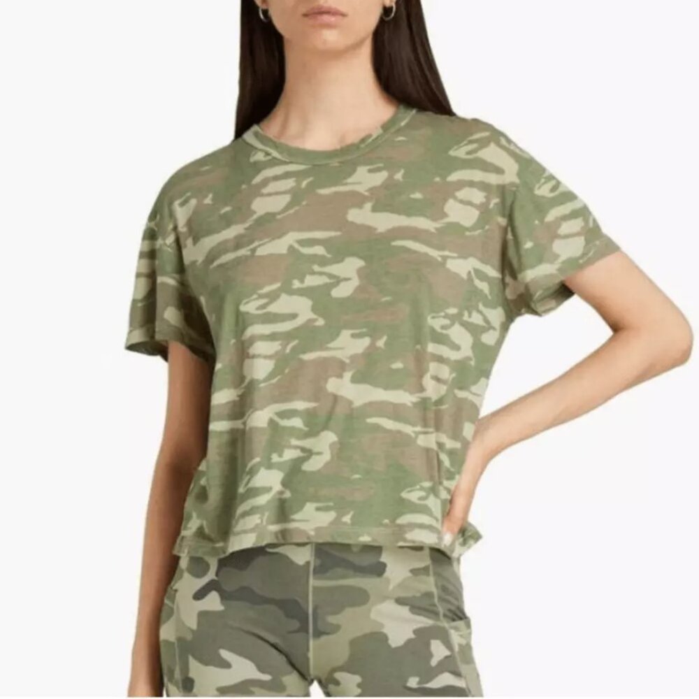 Monrow Camo Cropped Boxy Tee